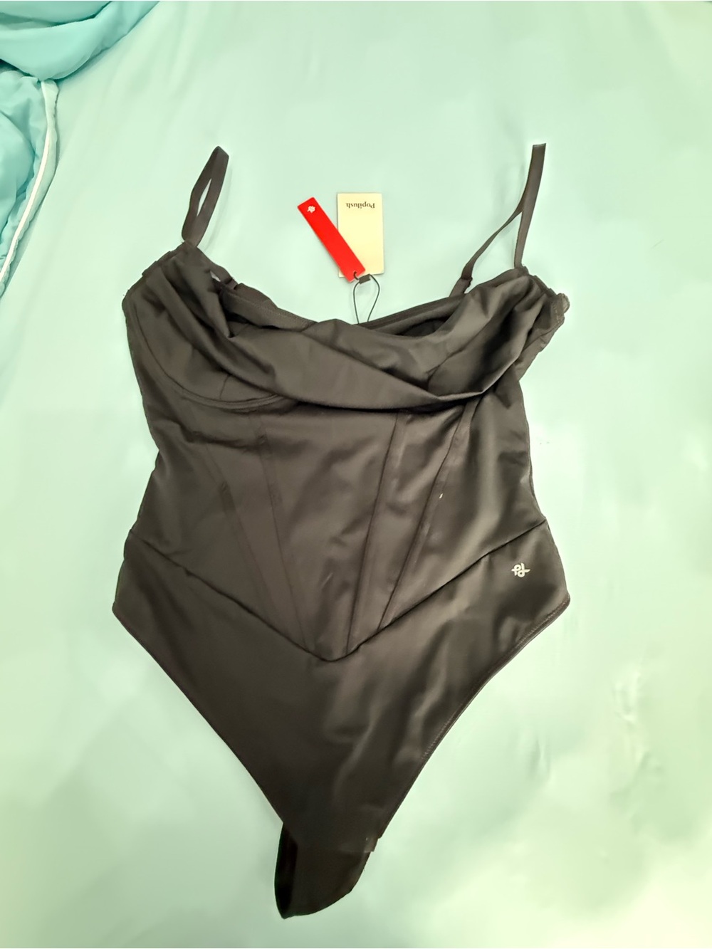Populist Black with Cowl Neck Bodysuit